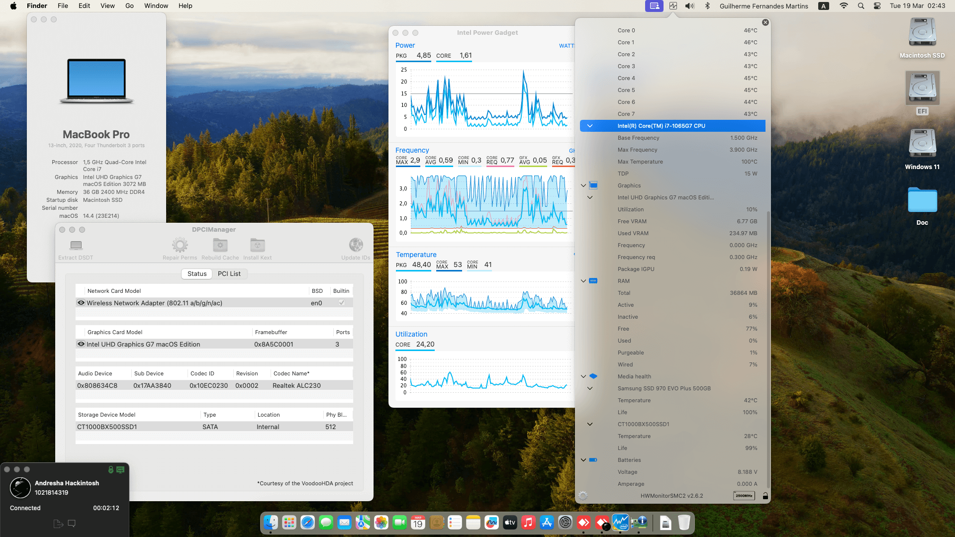Success Hackintosh macOS Sonoma 14.4 Build 23E214 in Lenovo Ideapad S145-15IIL